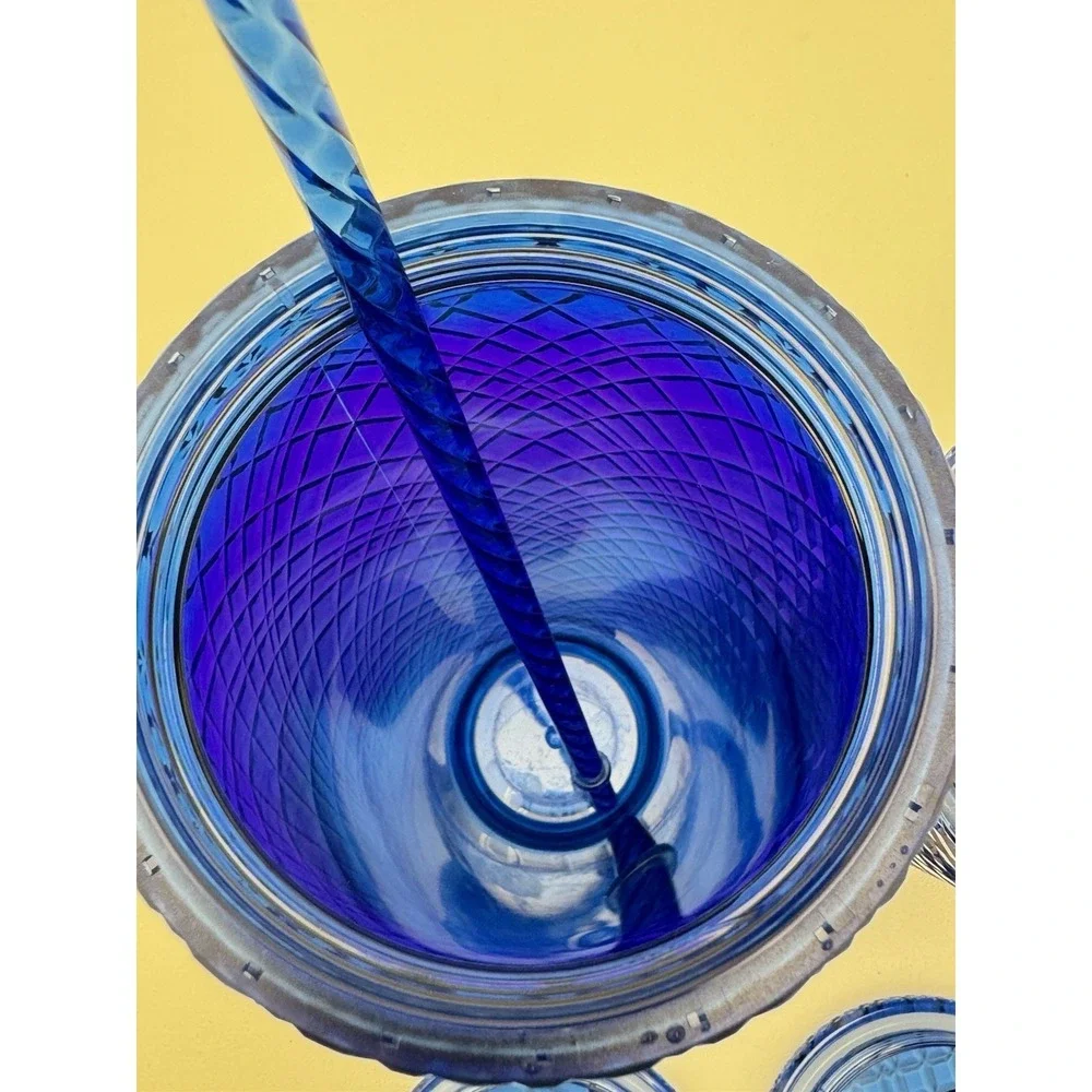 Starbucks New Blue Iridescent Grid Tumblers 24oz & 16oz Set Limited Edition Cups